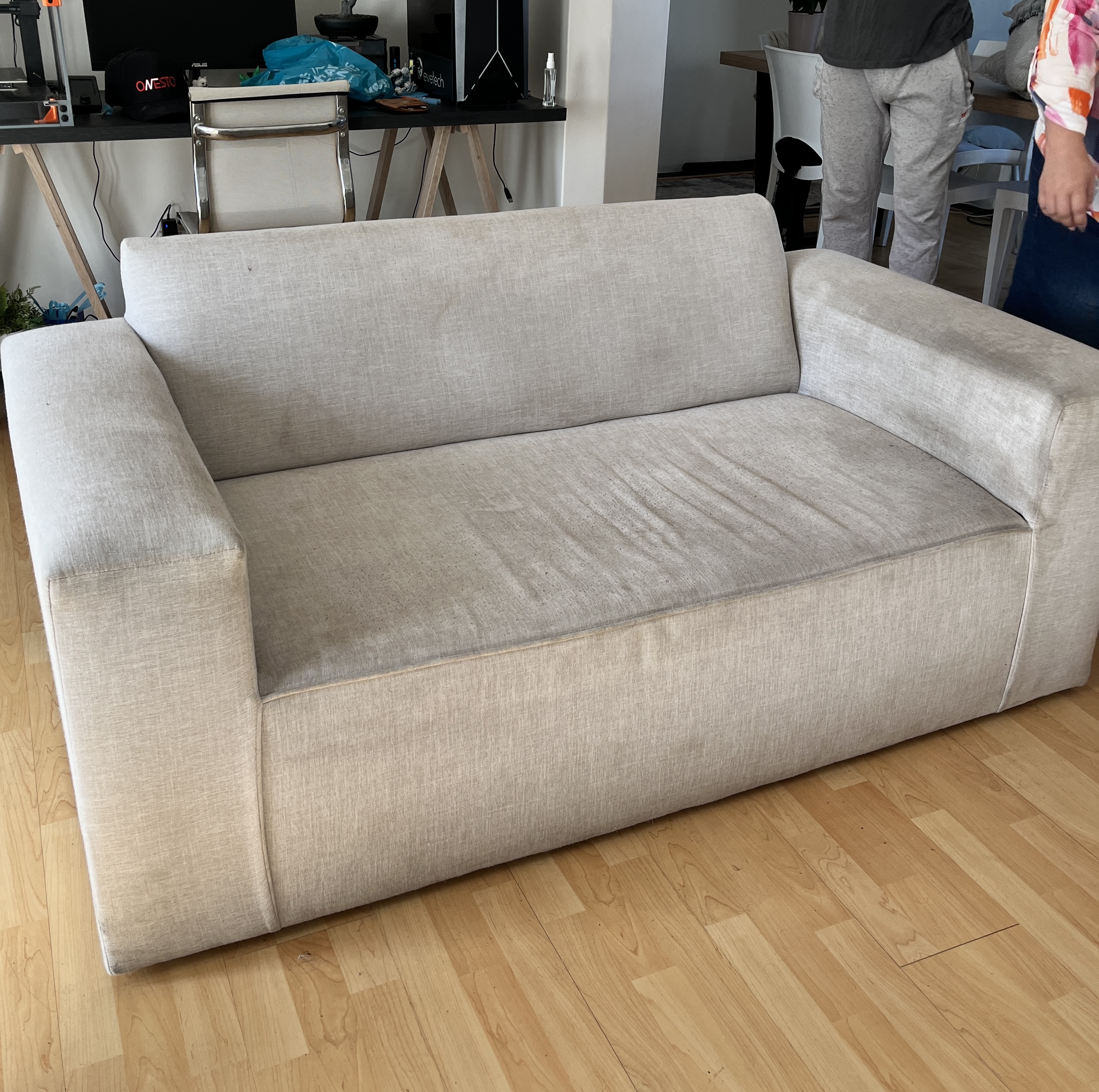 Reclining two-seater before cleaning